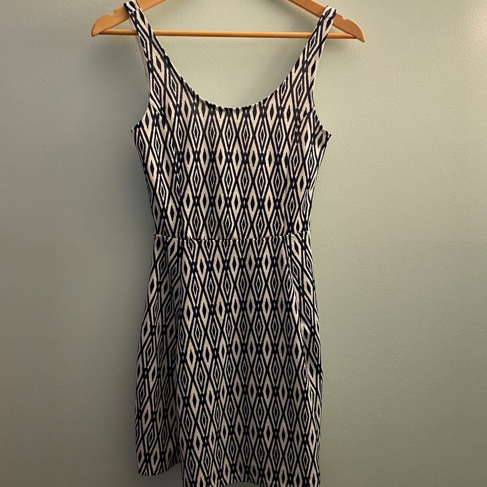 Divided Blue & White Patterned Dress